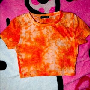 Shein Orange Tie-Dye Crop Top